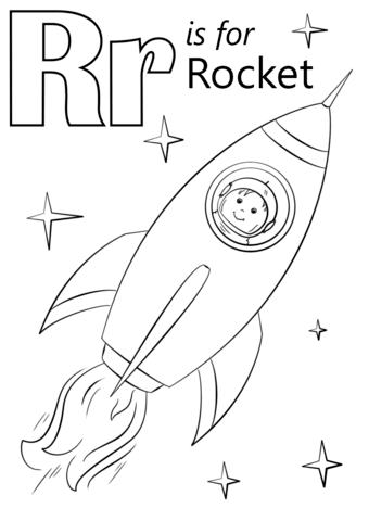 Letter R Is For Rocket Coloring Page